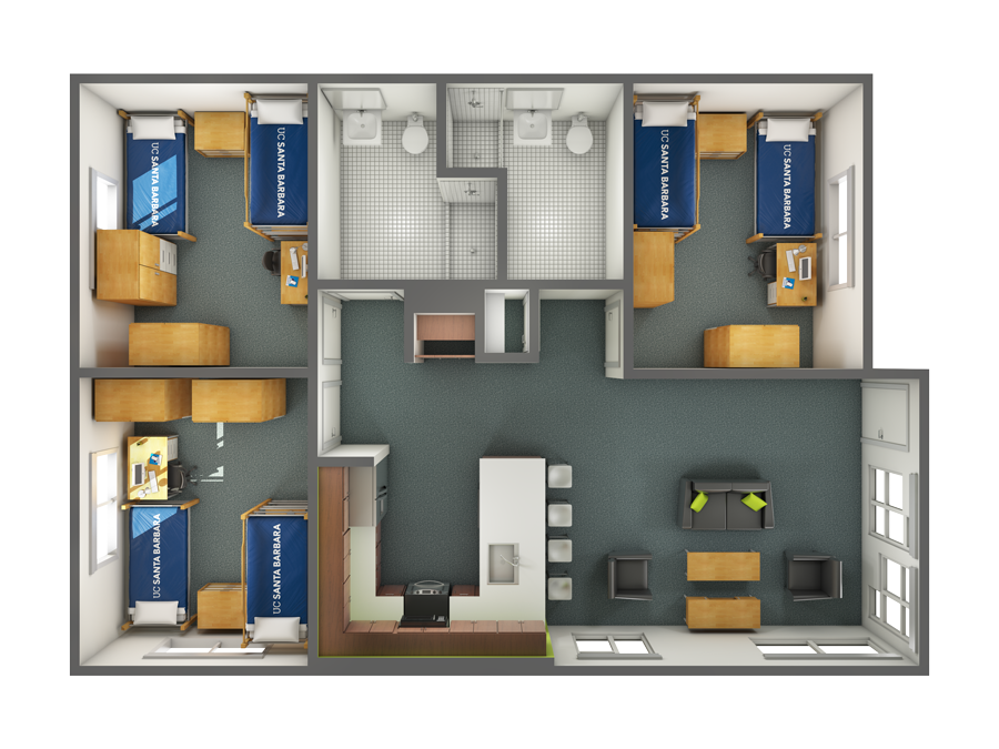 Floorplan of a San Joaquin apartment.
