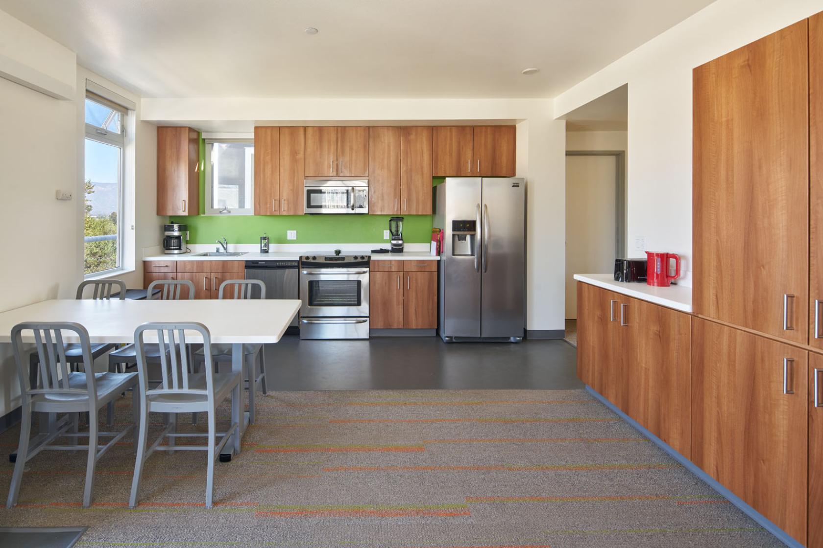 Dining area and kitchen of a San Joaquin apartment